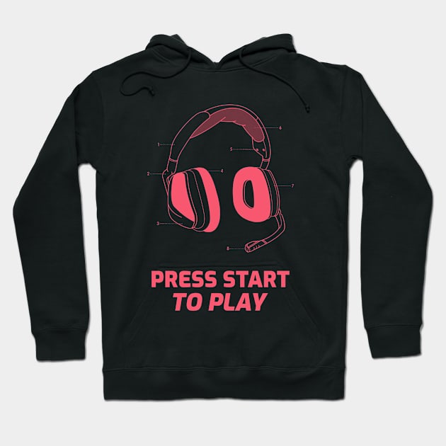 Press Start To Play Gaming Hoodie by PopPrintUSA